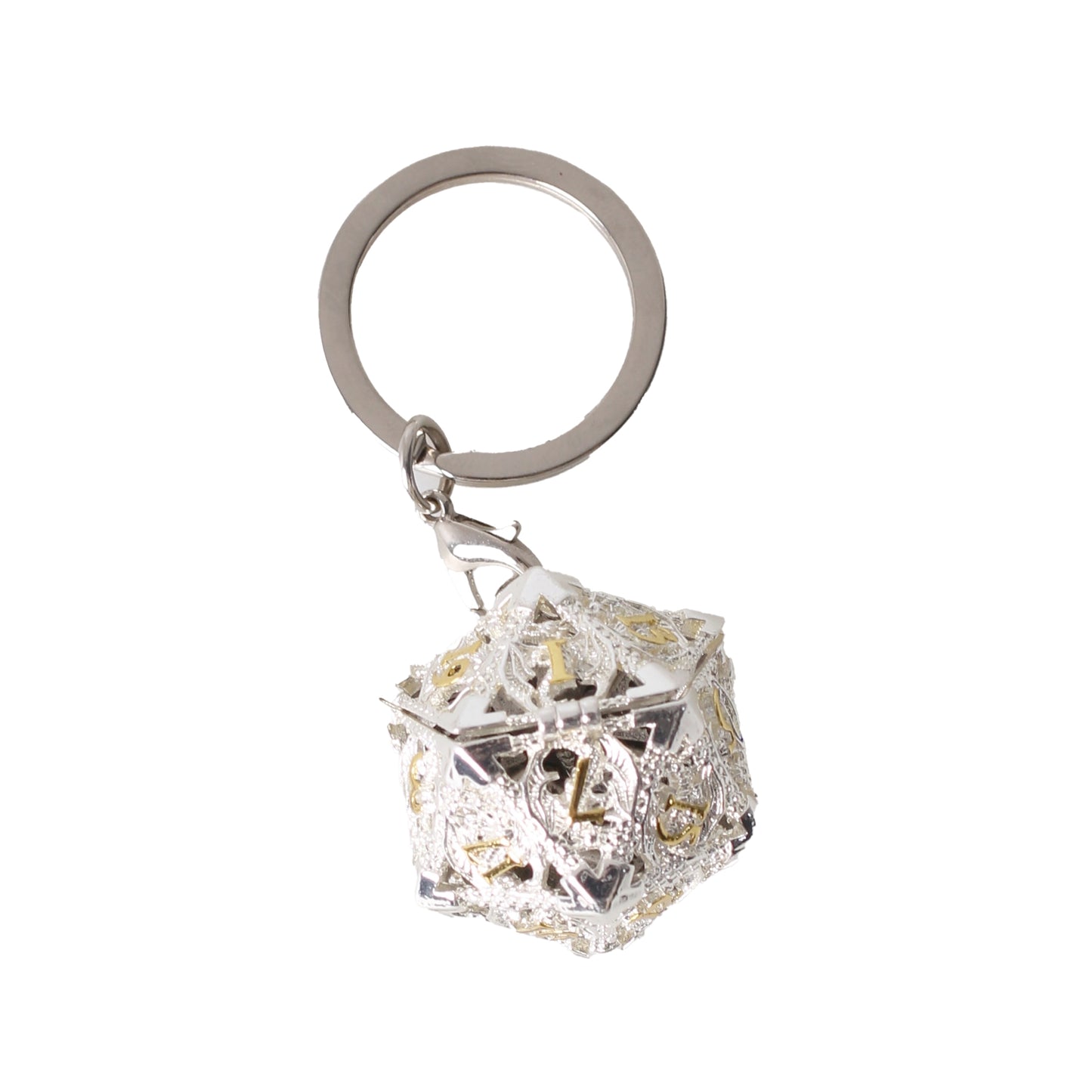 PORTE CLEF D20 ARGENTE + 7 MINI
