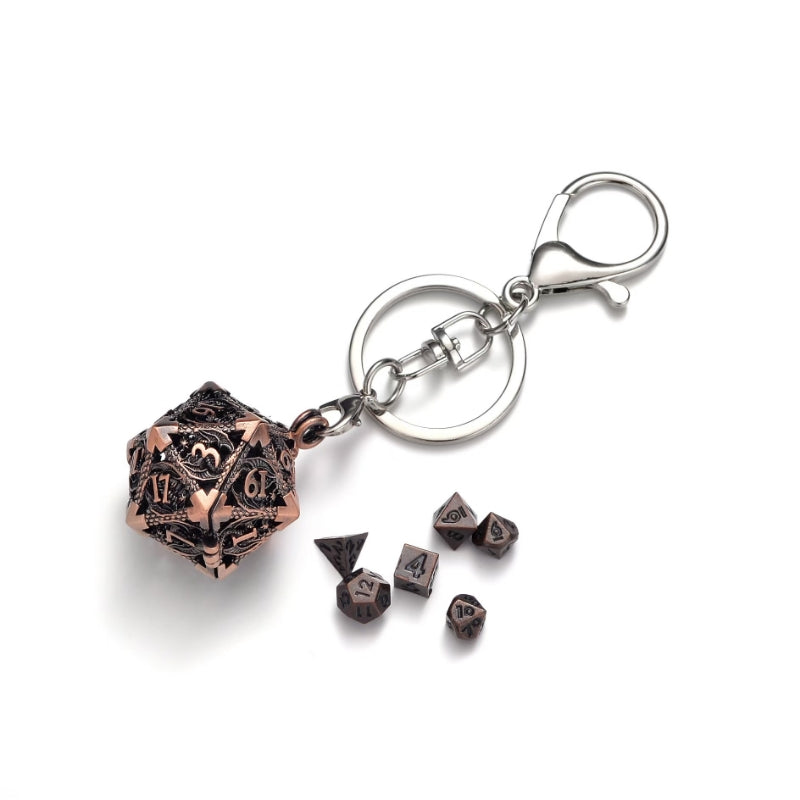 PORTE CLEF D20 OR ROSE + 7 MINI